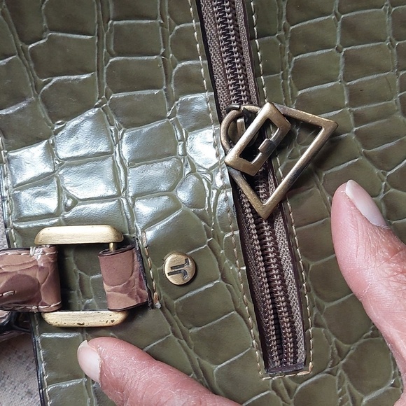 Jeanne Lottie 3-Tone Synthetic Alligator Embossed Satchel Bag - Picture 16 of 16